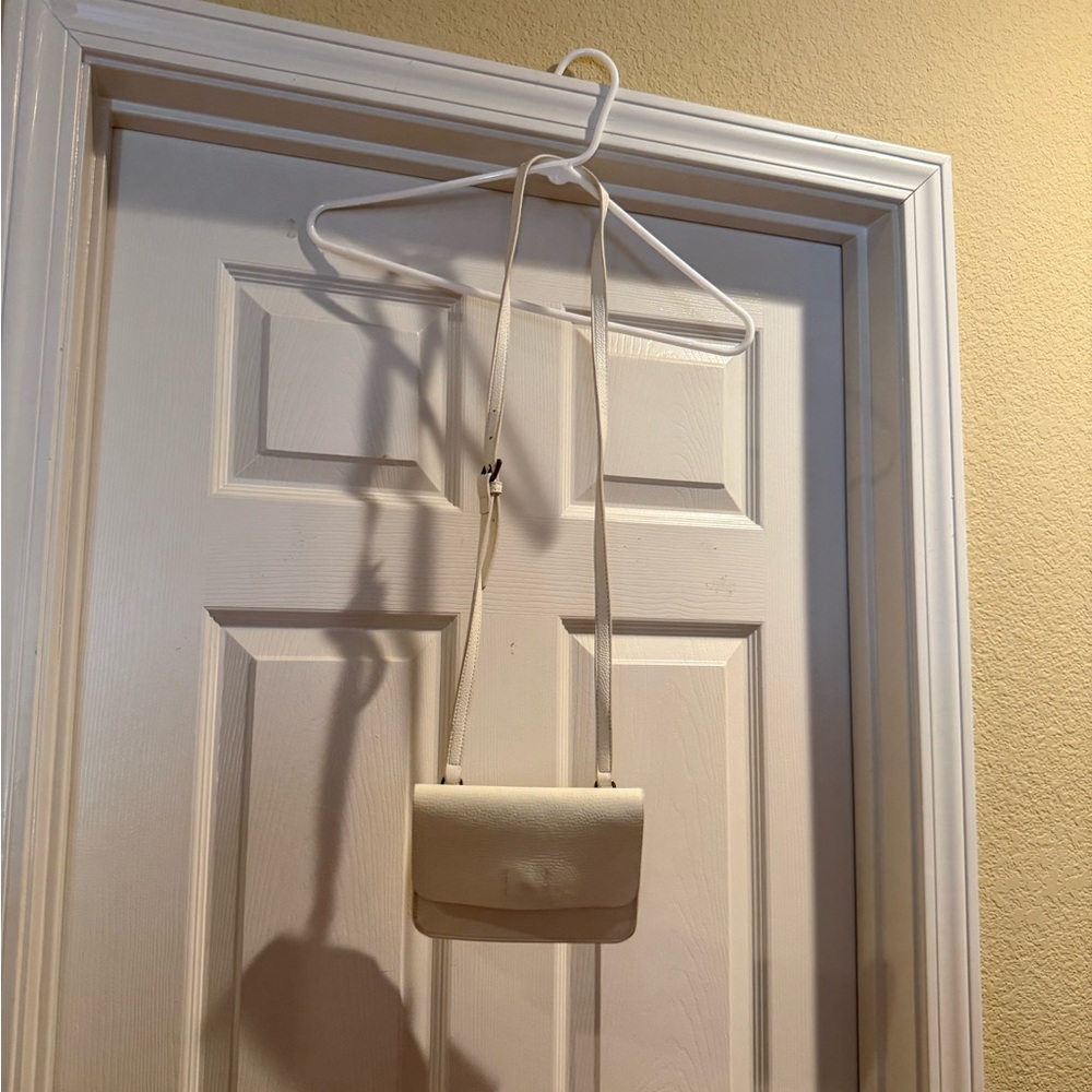 White Genuine Leather Crossbody Bag
